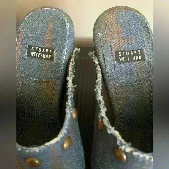 Stuart Weitzman distressed denim platforms size 5 - Picture 11 of 12